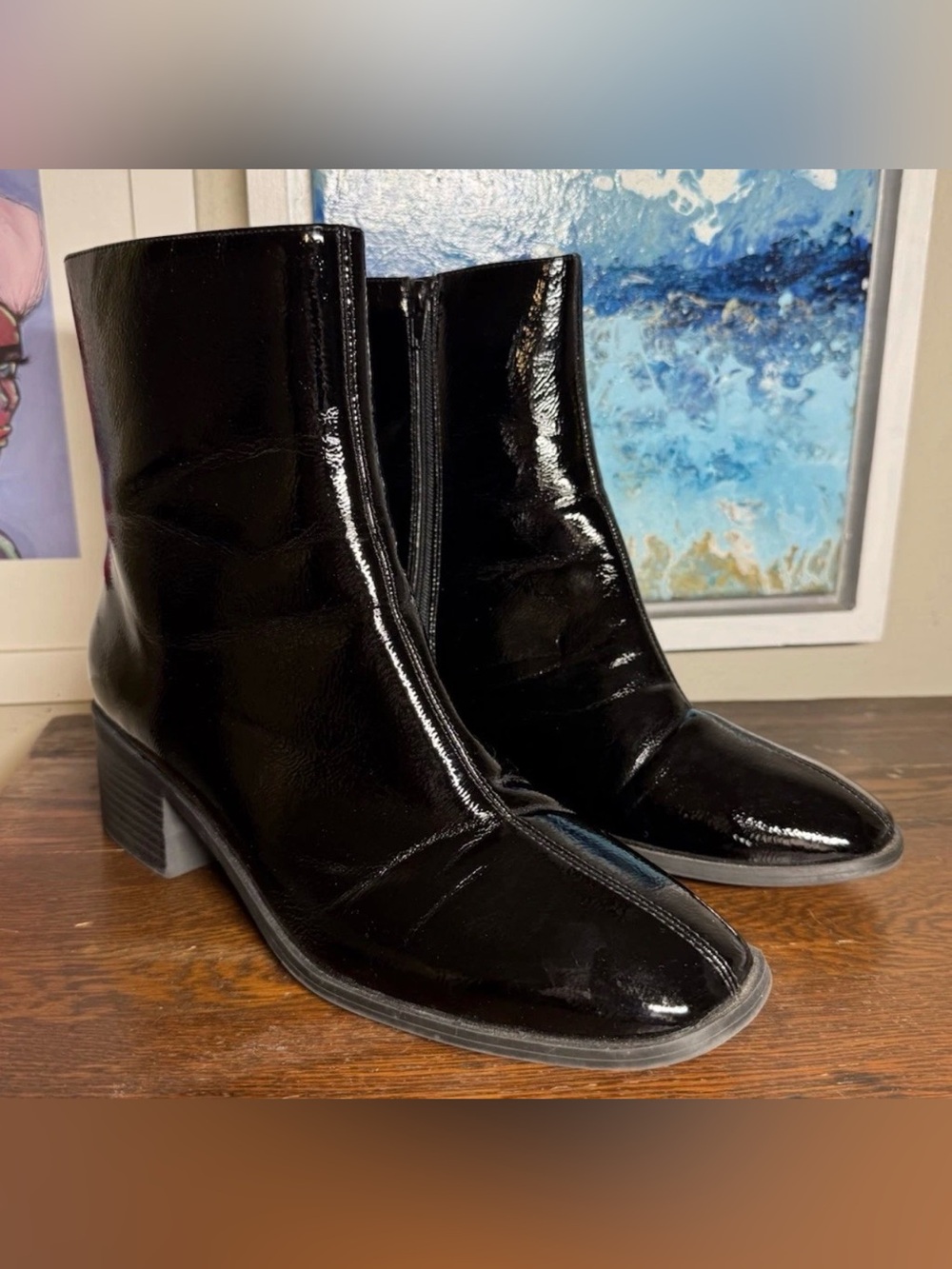 Vintage Worthington “Noya” Women’s Black Patent Leather Ankle Boots - Picture 2 of 15